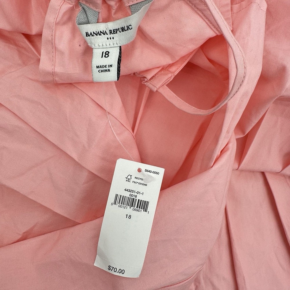 Banana Republic Pink Cotton Poplin Halter Top Sz 18 Minimalist Summer Blouse - Picture 5 of 11